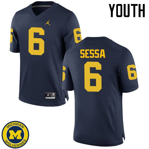 Youth Michigan Wolverines #6 Michael Sessa Navy Stitched Football Jersey